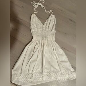 Women’s white, open back beach dress, worn once, 100% cotton